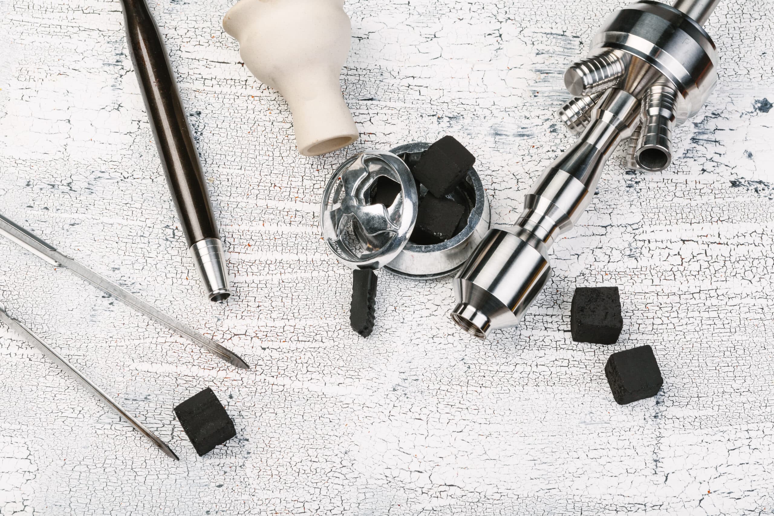 Hookah parts, smoking hookah concept.