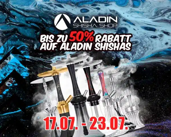 bis zu 50 prozent rabatt auf aladin shishas